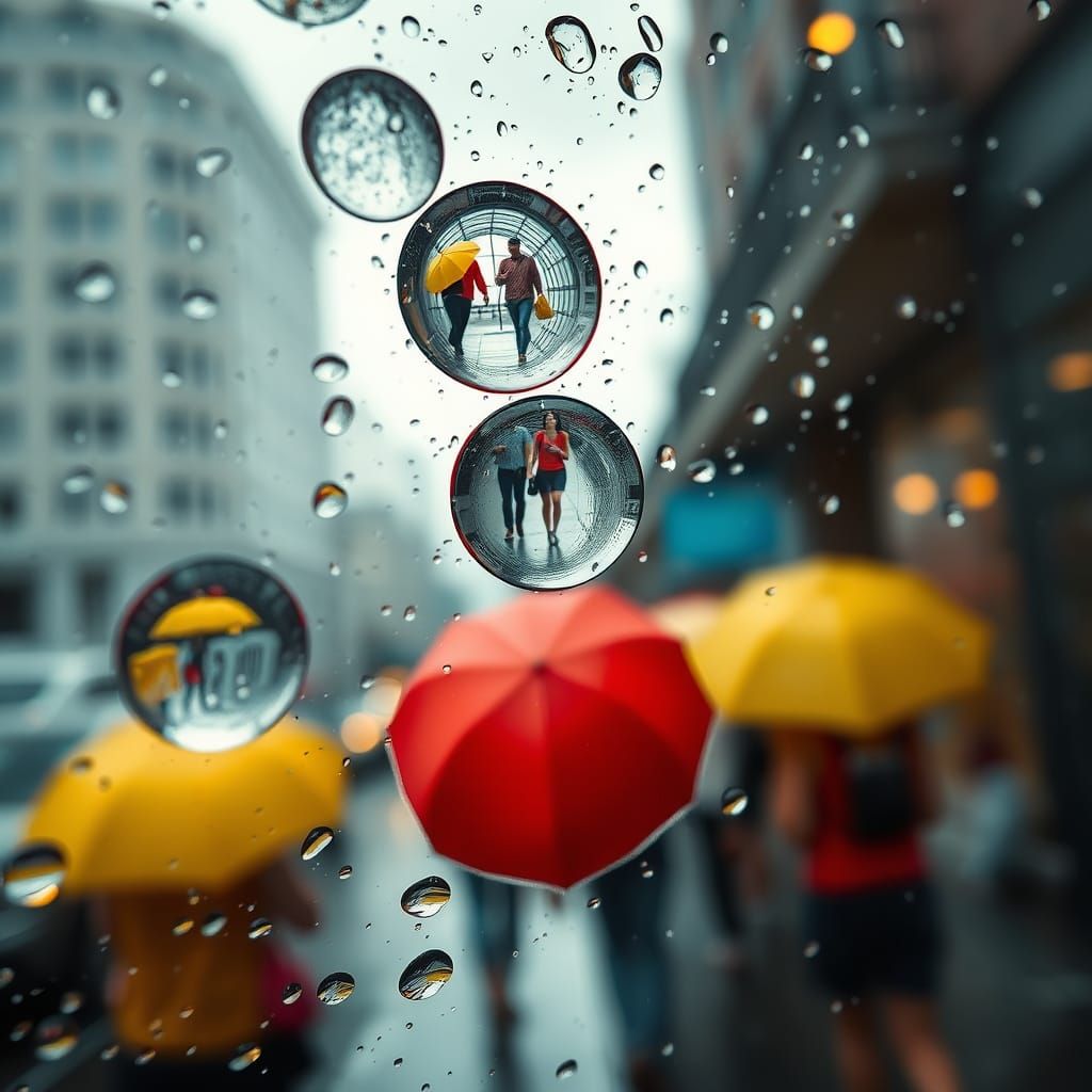 rain-covered window.