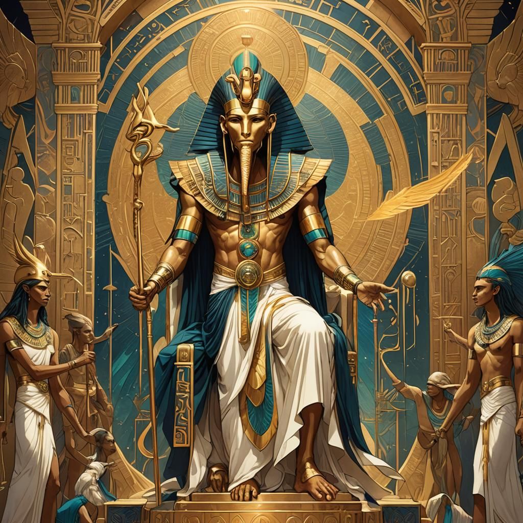 Thoth's Descent: Art Nouveau Ancient Egyptian Fusion