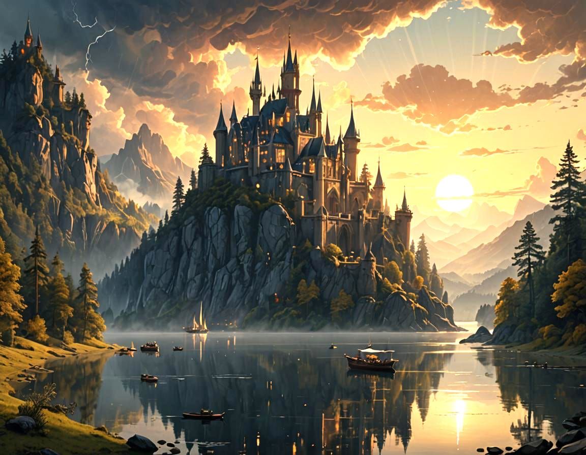 Enchanted Castle on Misty Hill: Digital Matte Painting