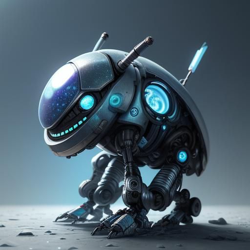 Adorable Silverfish Robot with Glowing Circuits