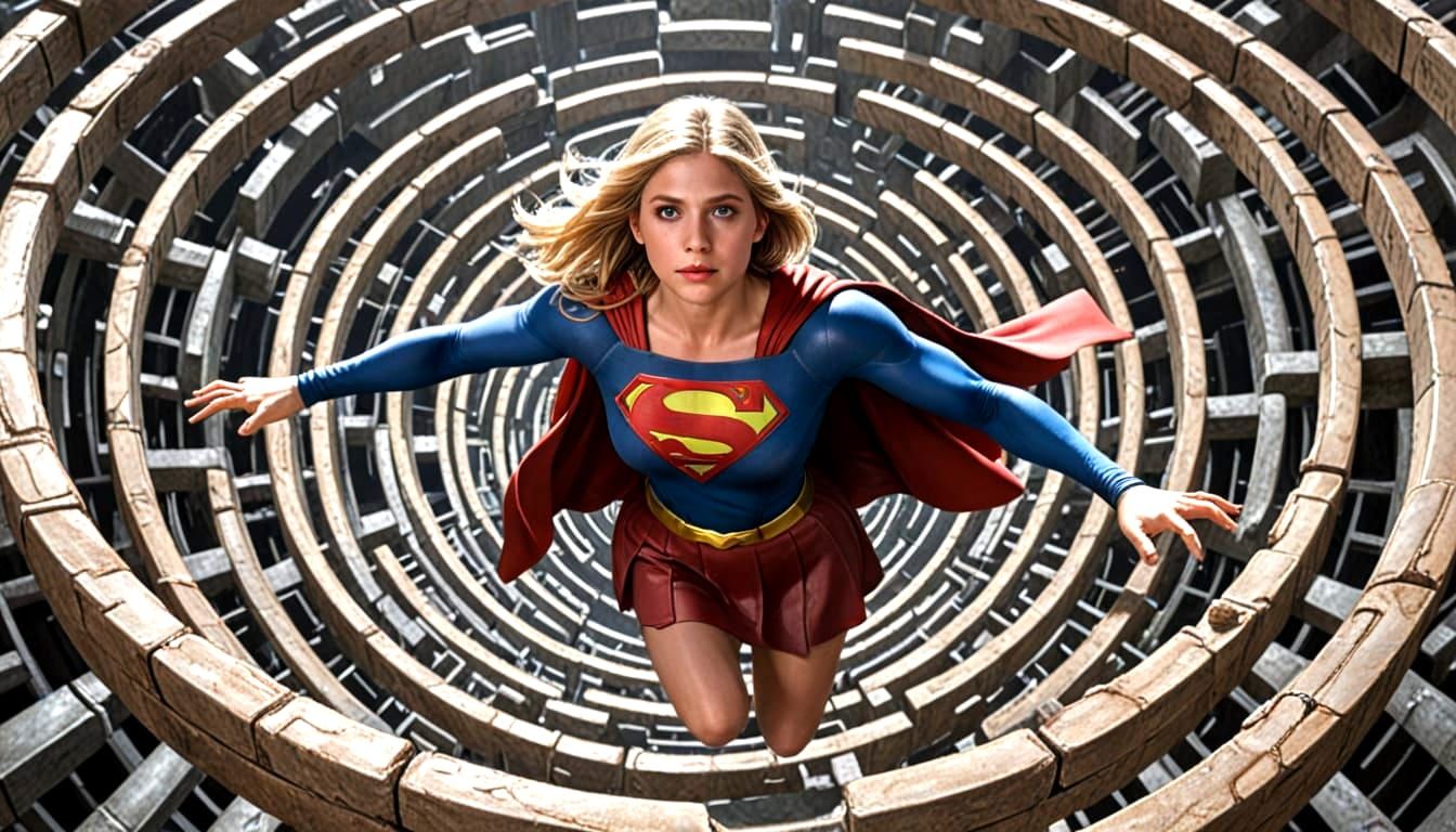 Supergirl in a Surreal, Photorealistic Landscape