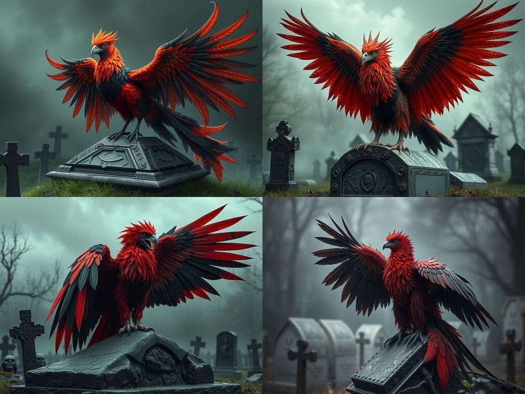 Gloom Graveyard: Feathered Phoenix Griffon Hybrid