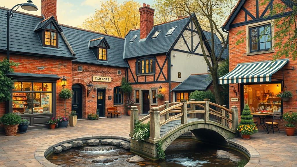 Charming Village Home Office in Impressionist Style