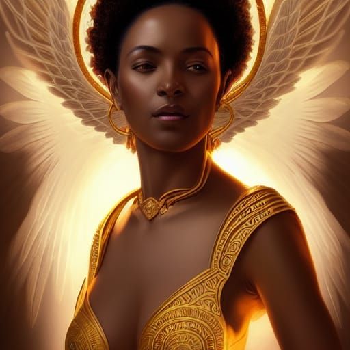 Ethiopian Queen Archangel in Hyperdetailed Religious Art