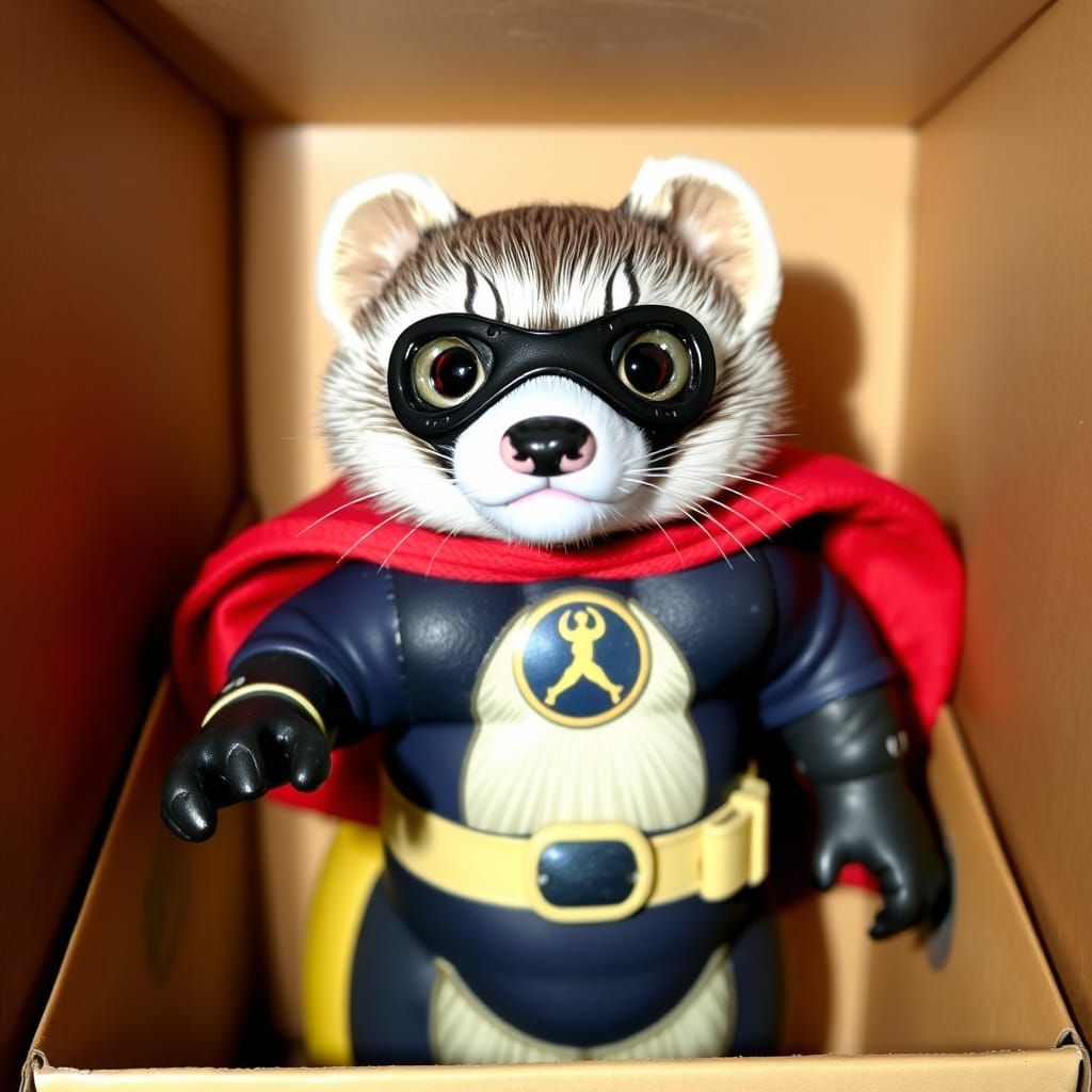 Mint Condition Ferret Superhero Figure in Box Art