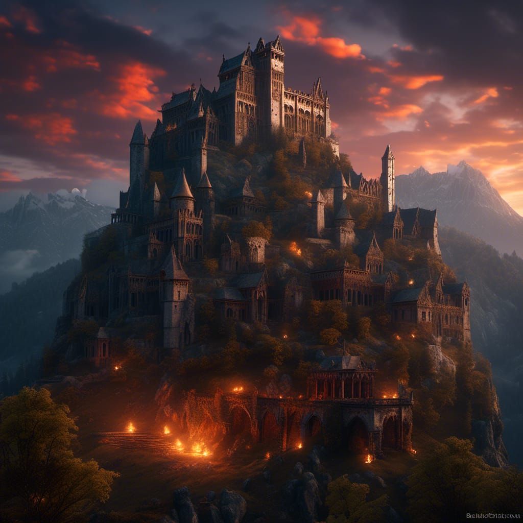 Dramatic Sunset Over Kaer Morhen Ruins