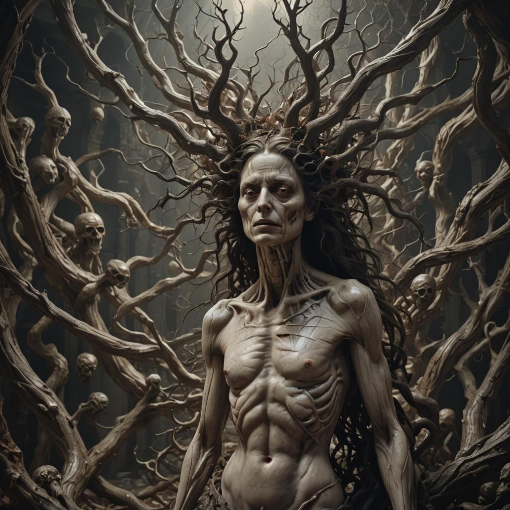 Surreal Horror Tree with Volumetric Lighting