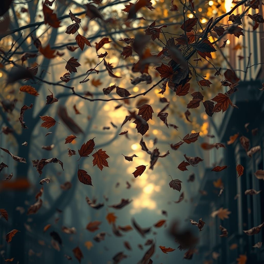 Autumnal Fury: Hyperrealistic Street Scene in Dreamlike Styl...