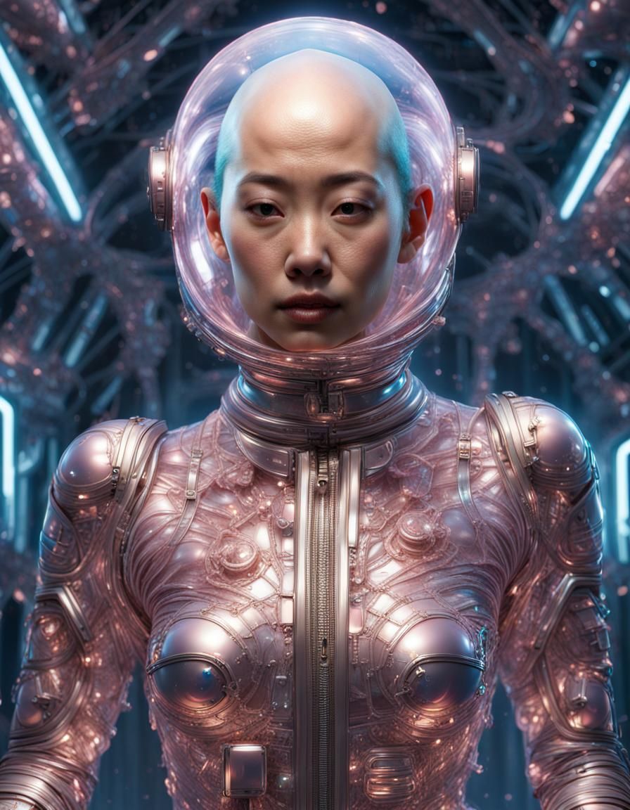 Biomechanical Spacesuit: Glistening Flesh and Iridescence