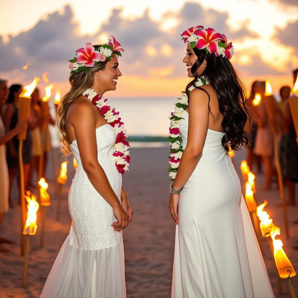 Hawaiian Sunset Beach Wedding Bliss