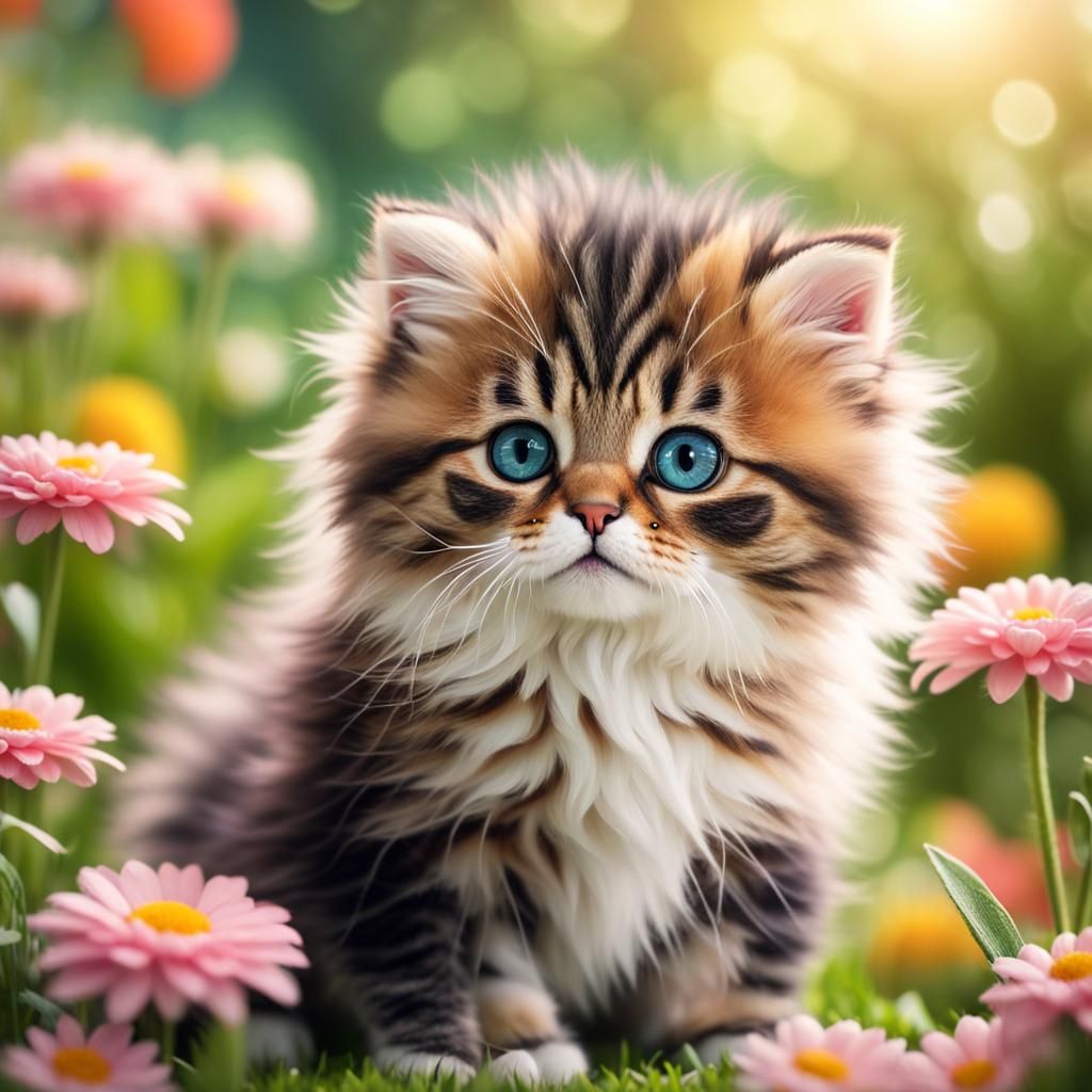 Cute Kitten with Big Eyes in 3D Render