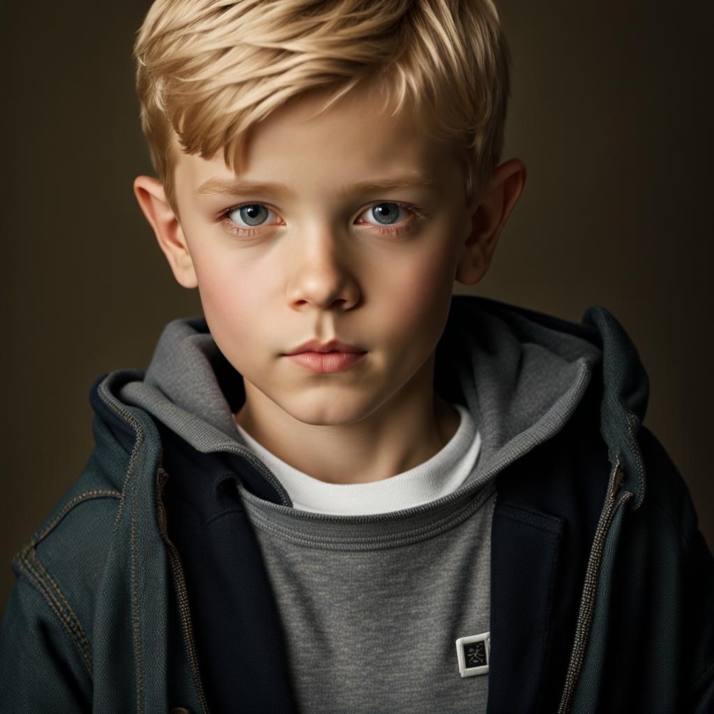 Realistic Portrait of a Boy with Blonde Hair