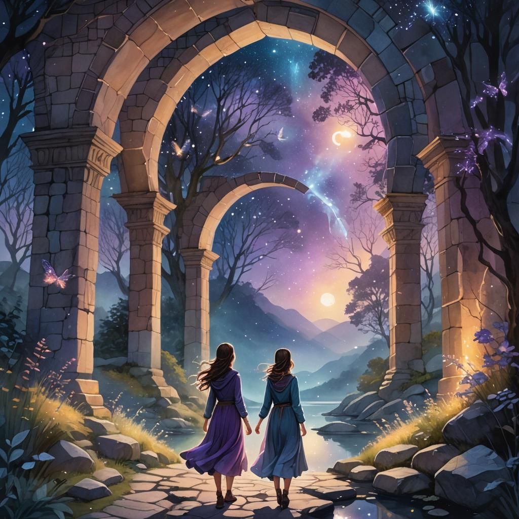 Astral Portal: Teenage Girl in Magical Forest