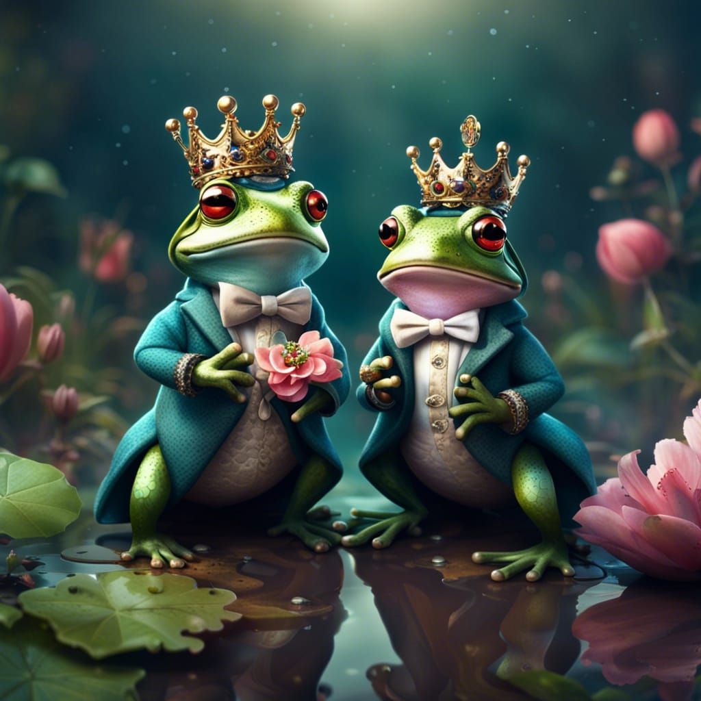 Frogs as Prince and Princess in Wedding