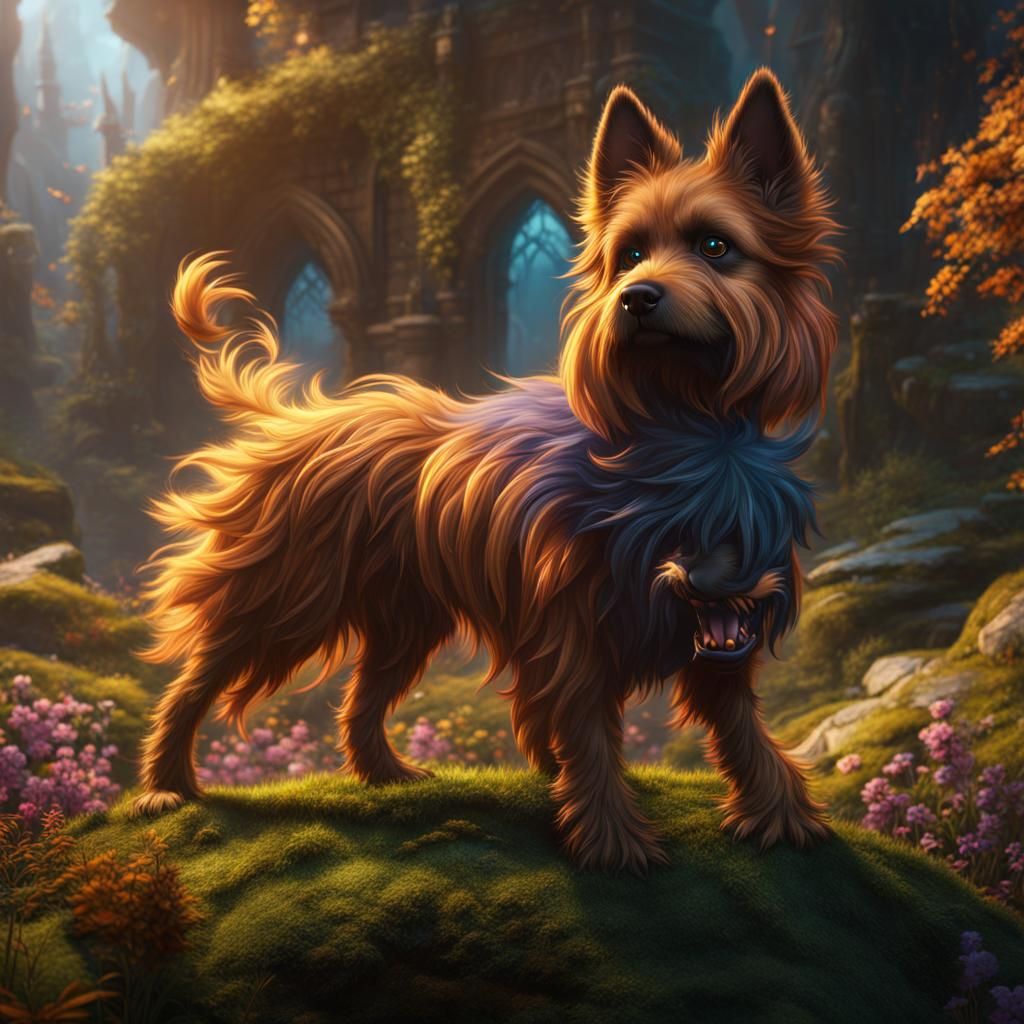 Detailed Matte Painting of a Furry Dog