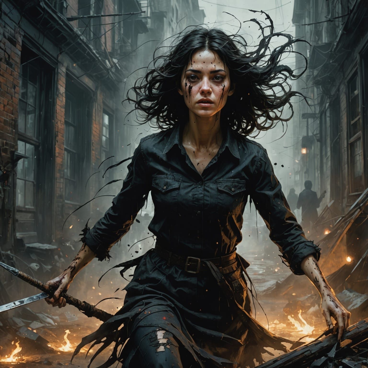 Horror Art: Woman Between Night and Day