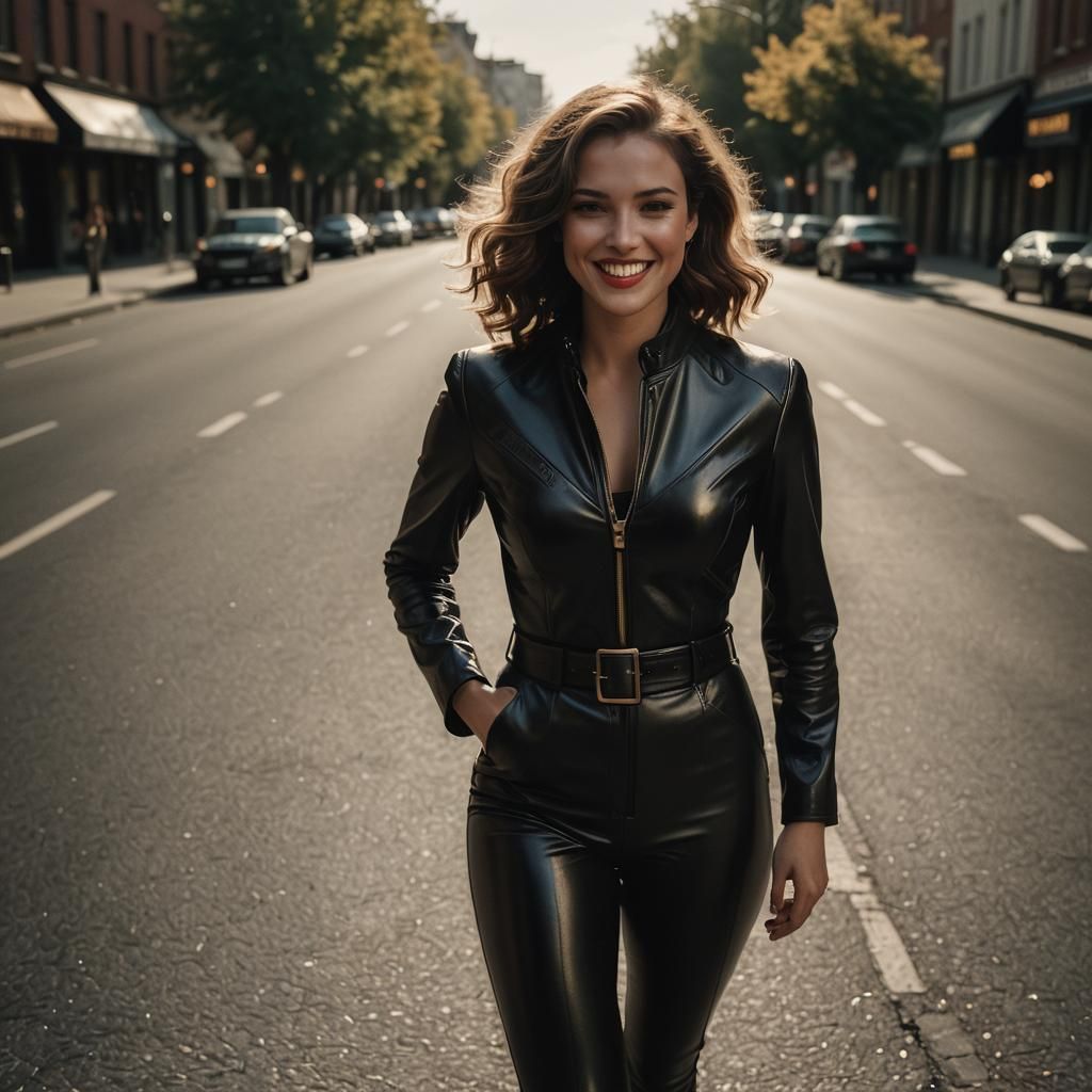 Leather Suit Portrait in Film Noir Style