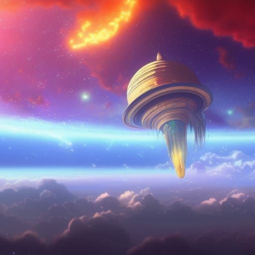 Anime Taco Floating in Cosmic Stardust Sky