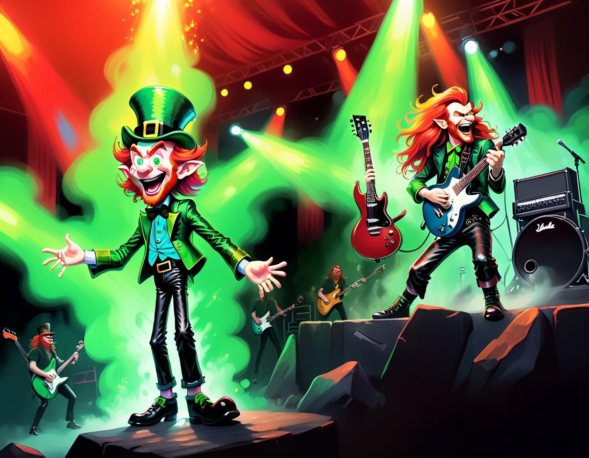 Leprechaun Rock Star in Pop Art Style