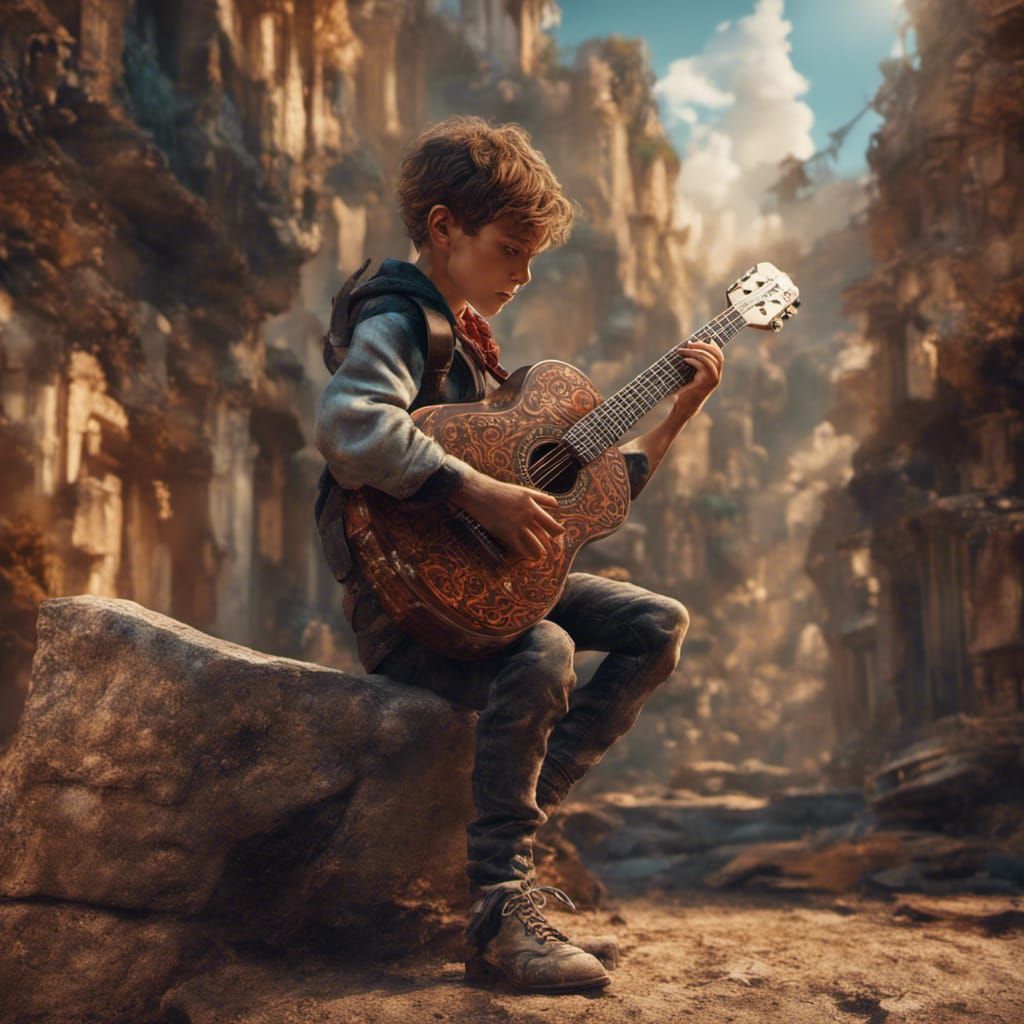 Boy with Guitar in Argentina: Fantasy Concept Art
