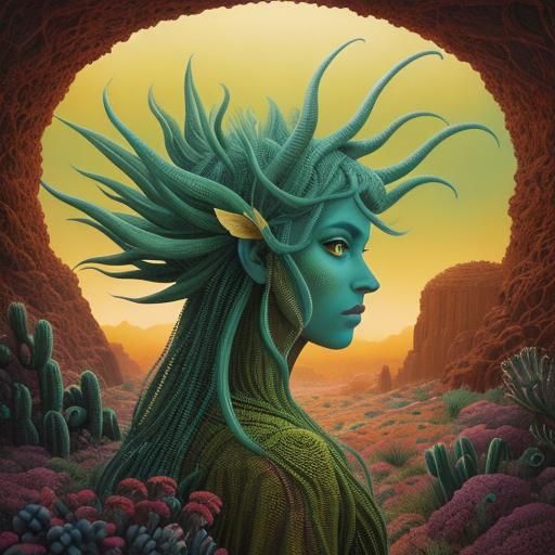 Little cactus-fairy Dan Witz Roger Dean hyperrealism primiti...