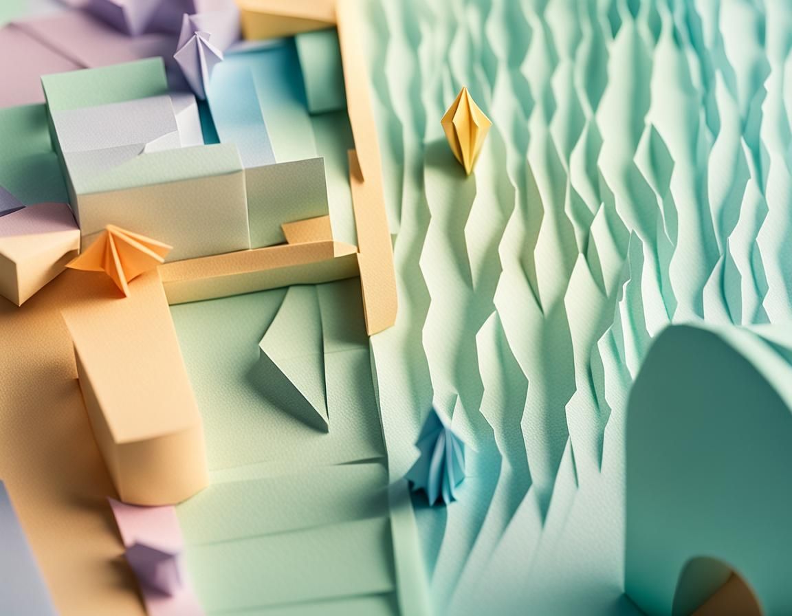 Origami Papercraft: Ben by the Sea in Pastel Colors
