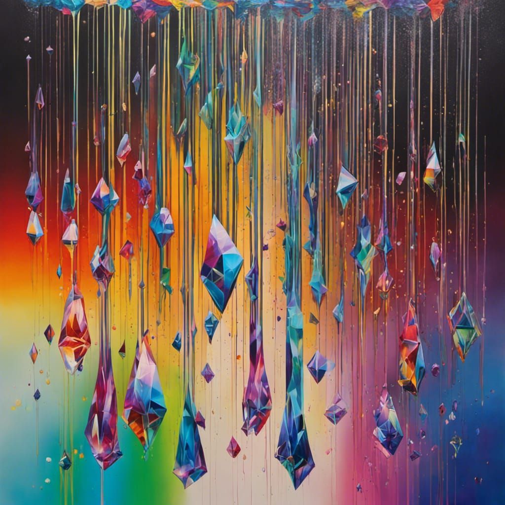 Geometric Crystals in Multicolored Graffiti Art Style