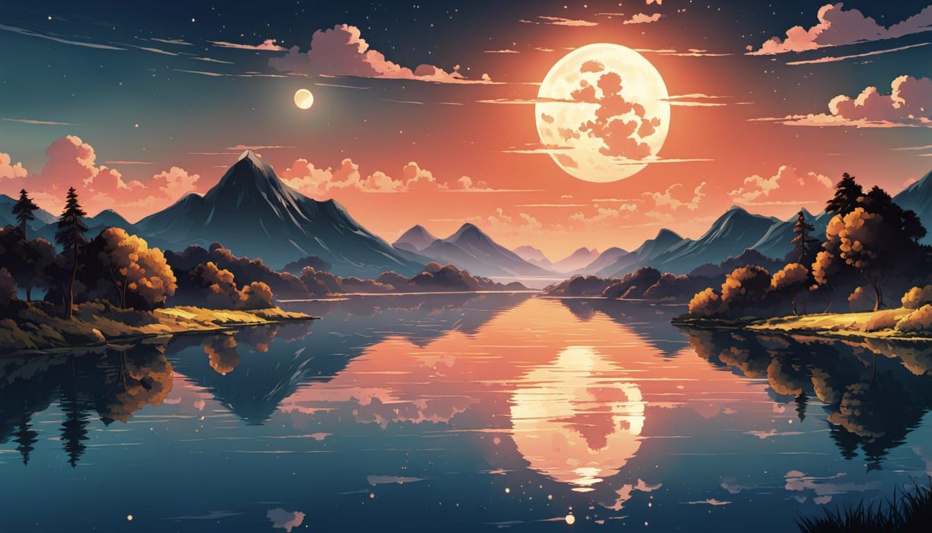 Moonlit Serenade on a Celestial Lake