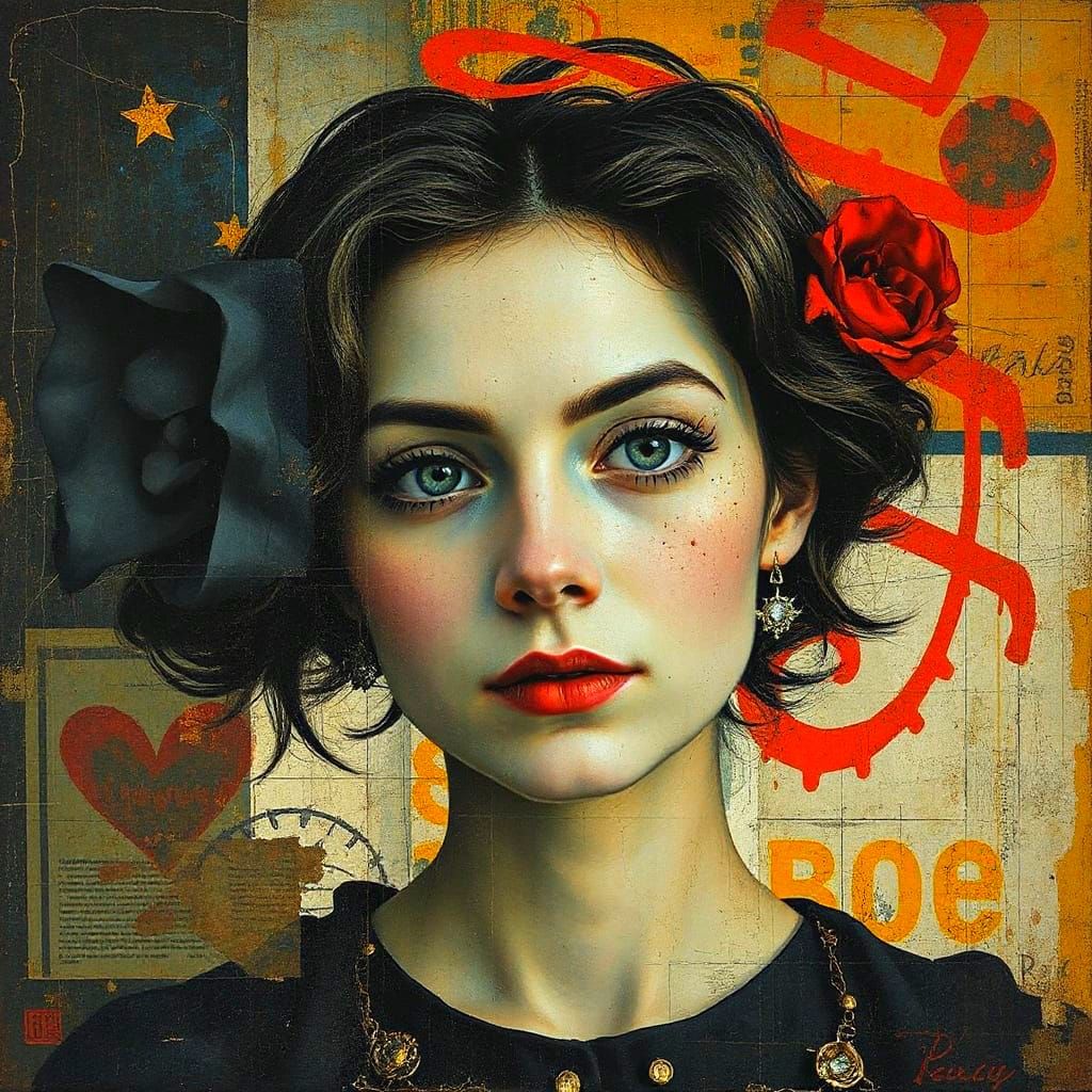 Surreal Portrait in Mixed Media Style