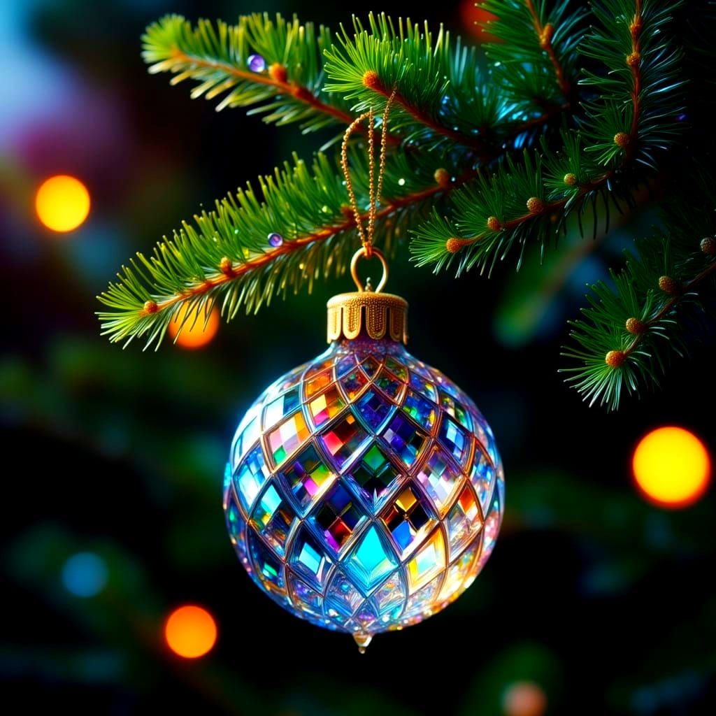 Crystal Fir Branch Christmas Ornament