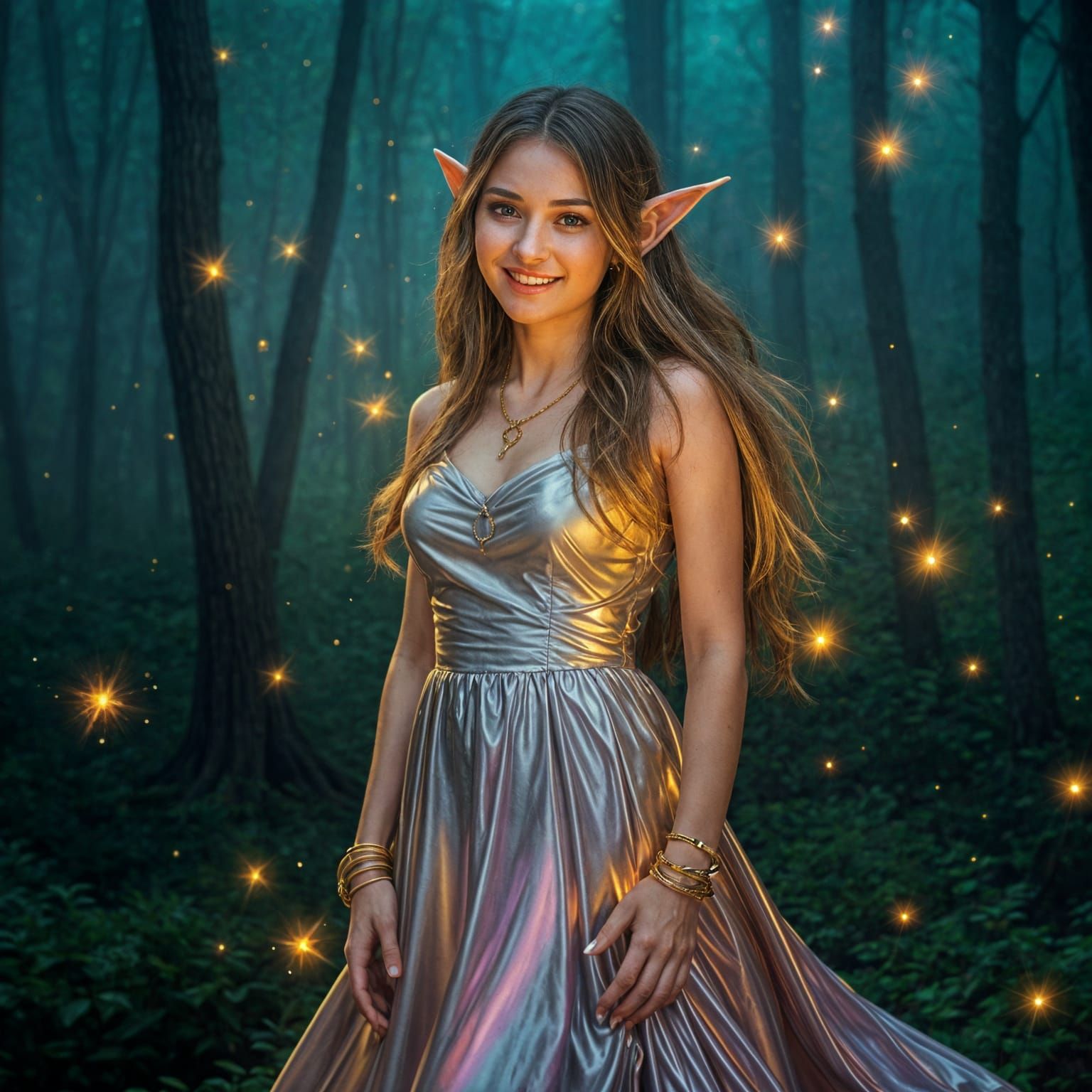 Beautiful Elf Woman in a Foggy Forest