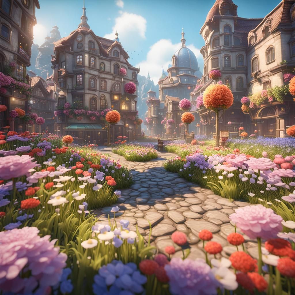 Epic 3D Flower City in Unreal Engine