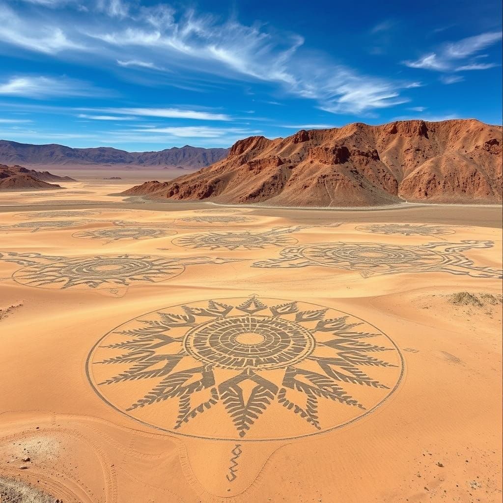 Ancient Desert Geoglyphs in Peruvian Landscape