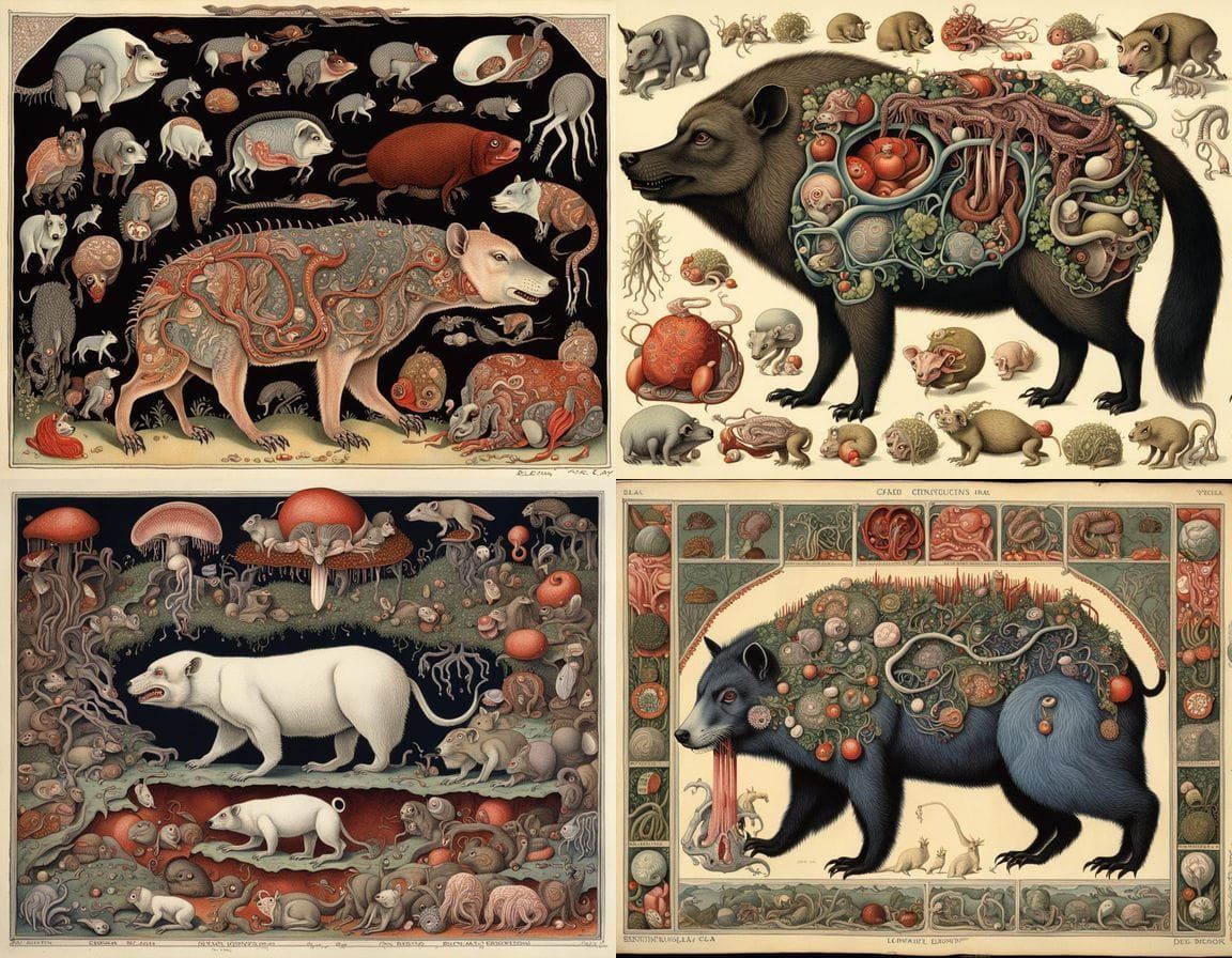 Surreal Cubic Anatomy in Deep Noctilucent Colors