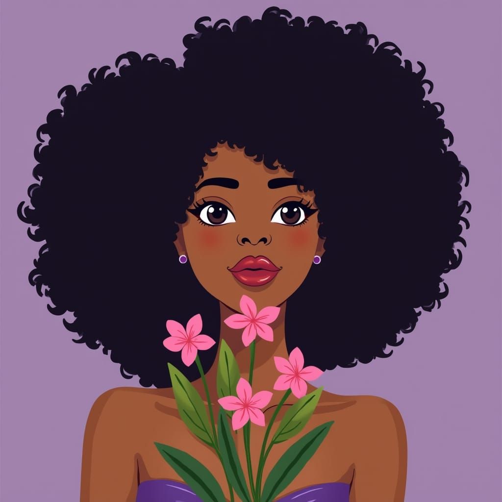 African American Woman in Vibrant Floral Crown