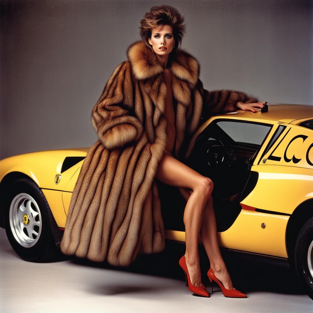 Kym Herrin with Ferrari, 1982