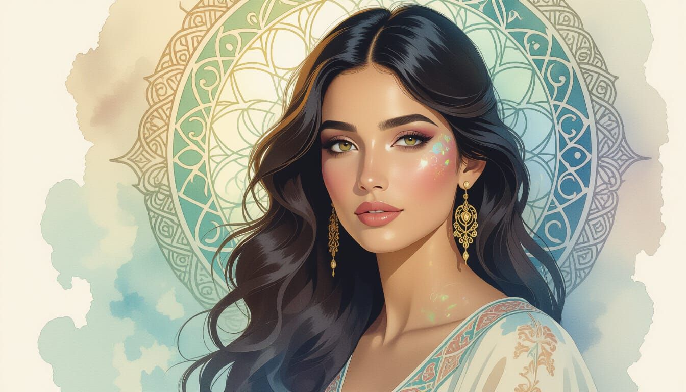 Amazigh Woman in Dreamlike Transformation Portrait