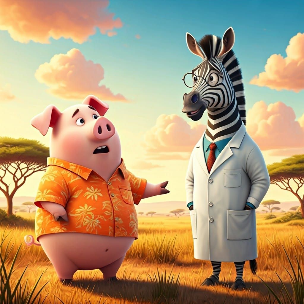Concerned Pig Announces Expectant Giraffe Wife's Labor in Vi...