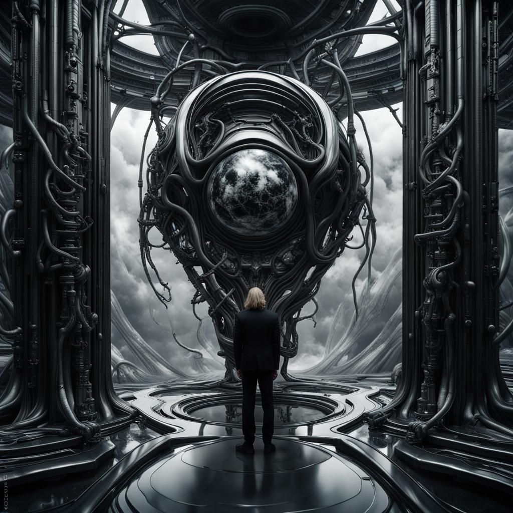 Dark Sci-Fi Portrait in H.R. Giger Style