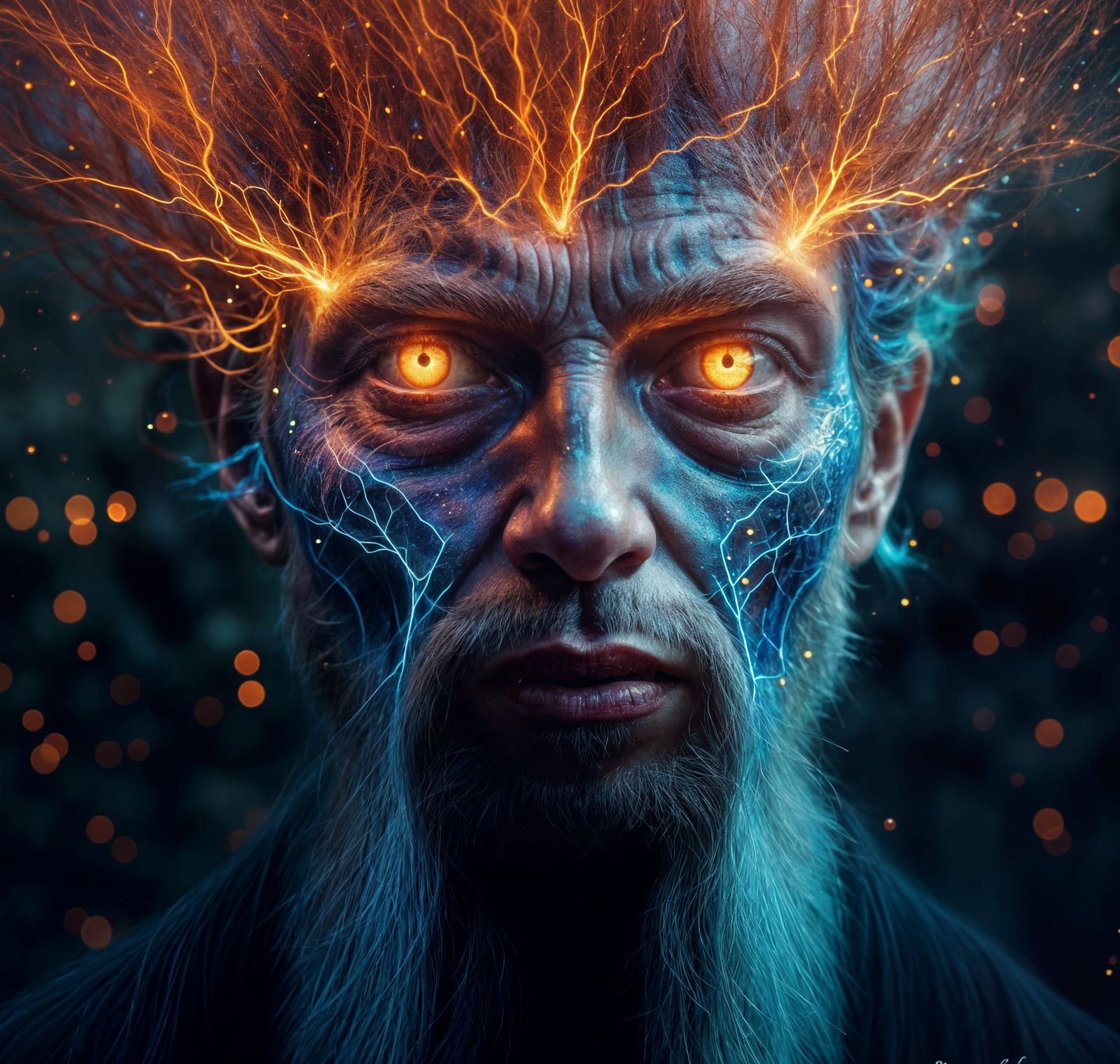 Stained Glass Fractal Art of a Ghostly Man