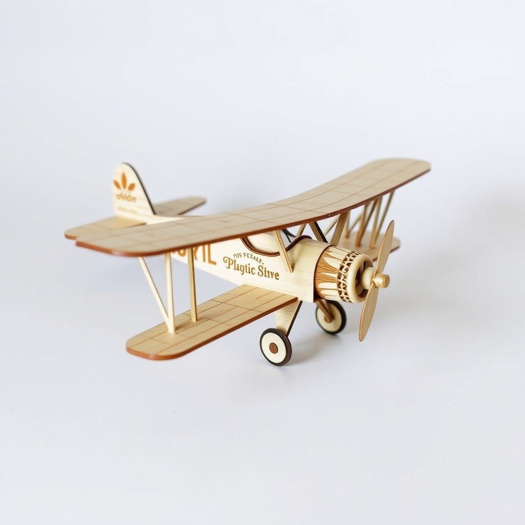 3D Laser Cut Biplane Puzzle Model