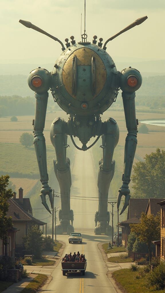 Dieselpunk Robots March on Small Midwest Town in Dystopian S...