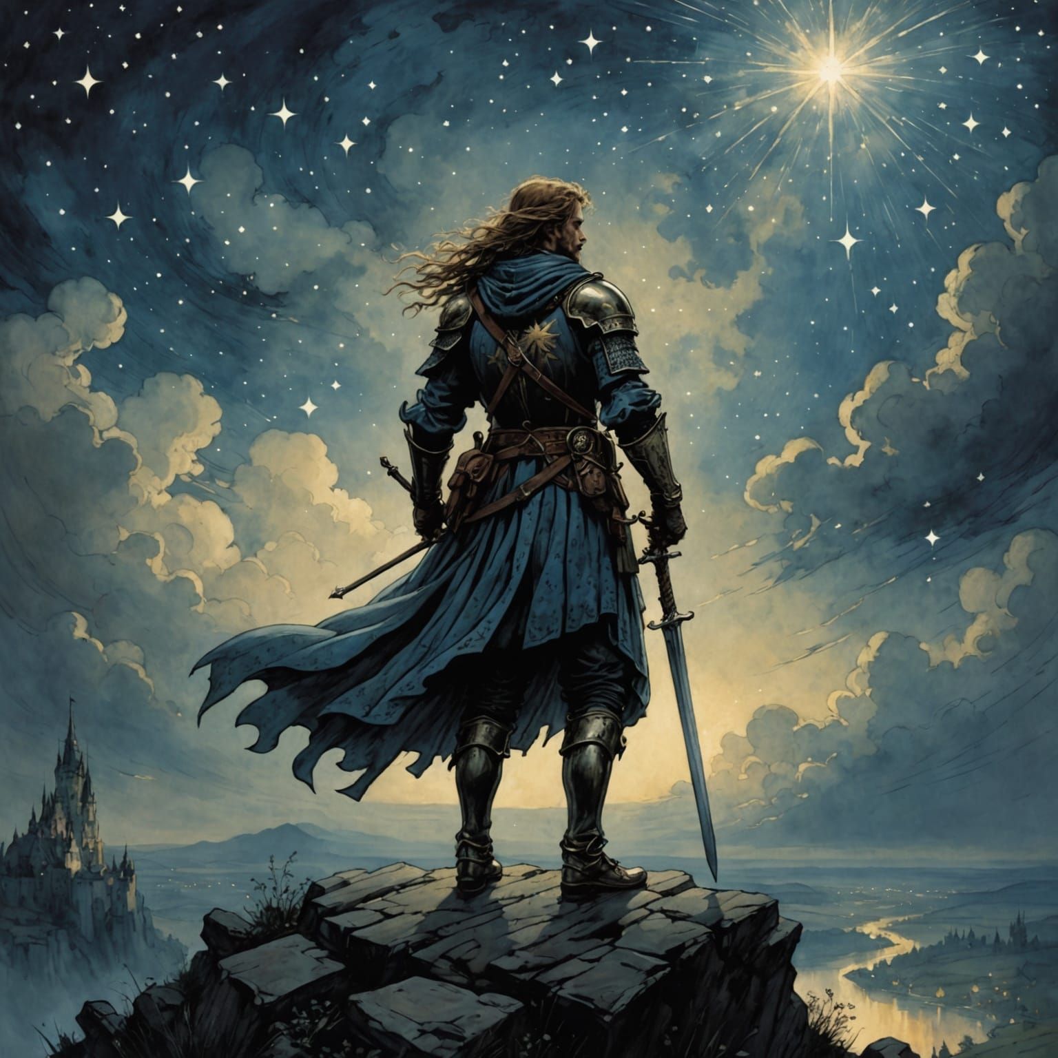 Ethereal Paladin Surveys the Starry Landscape