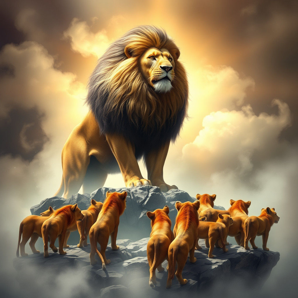 Majestic Lion King in Mystical Realm