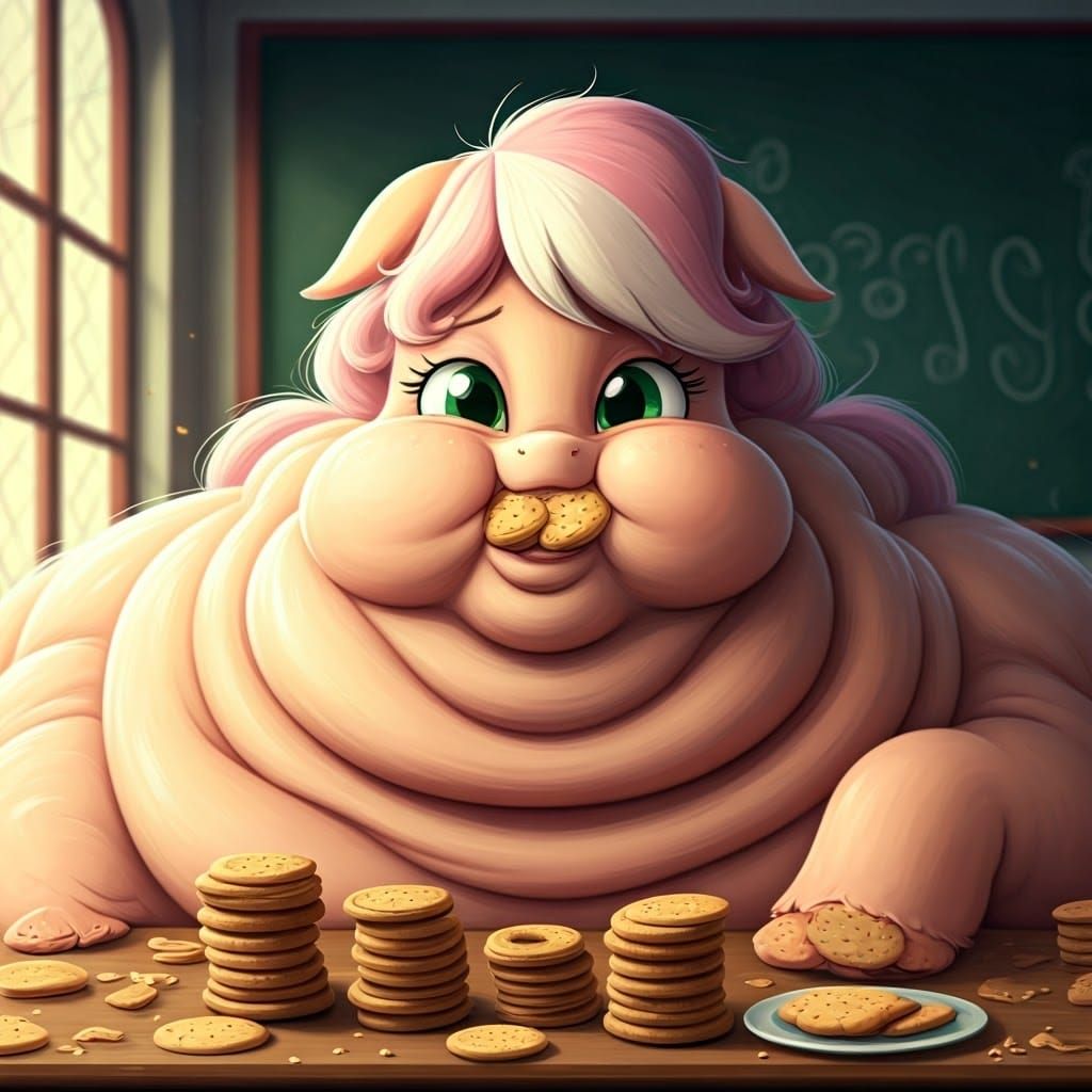 Morbidly Obese Miss Cheerilee Devours Biscuits in Hyper-Real...