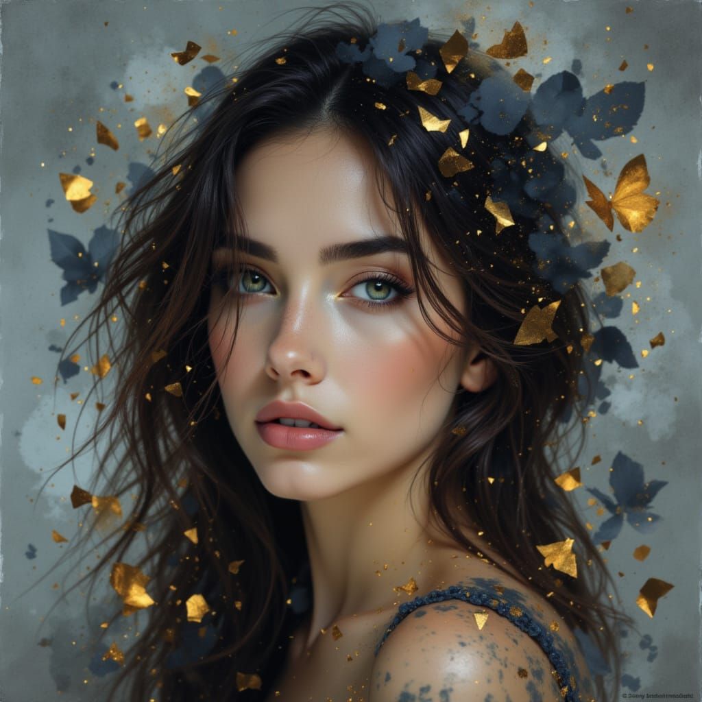 Elegant Portrait in Black and Gold