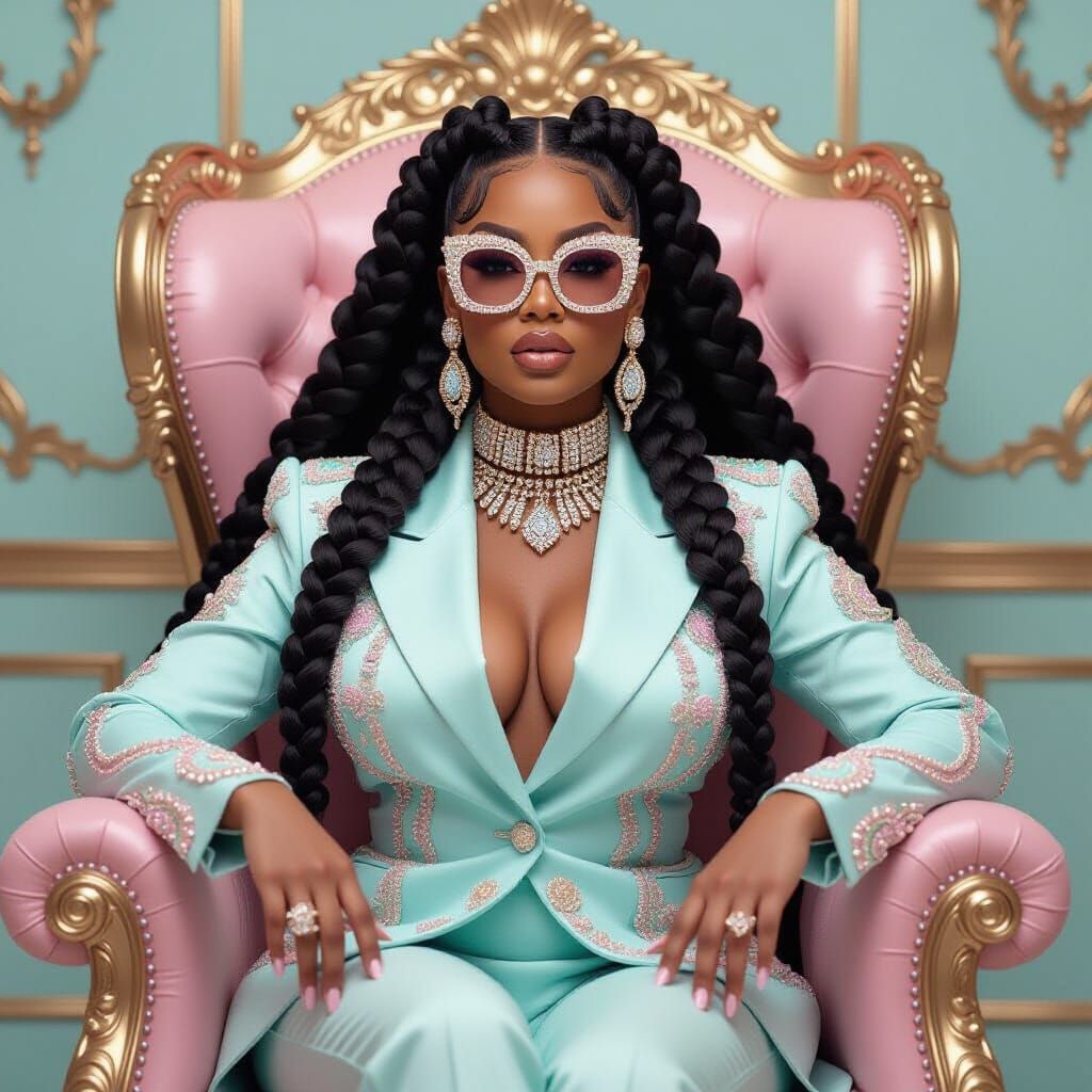 Glamorous African Woman in Crystal Embellished Suit