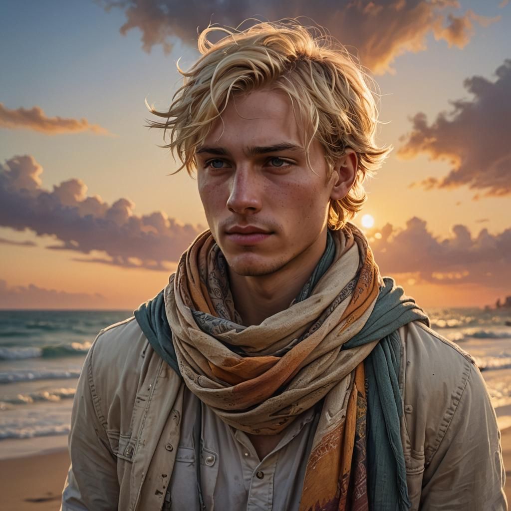 Beach walk at sunset