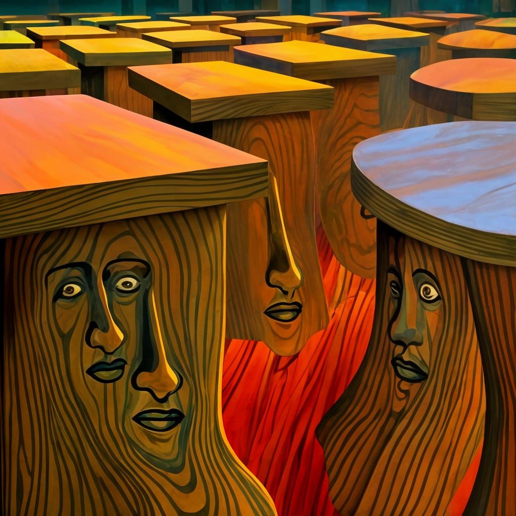 Surreal Faces and Tables Inspired by Miro and Hals