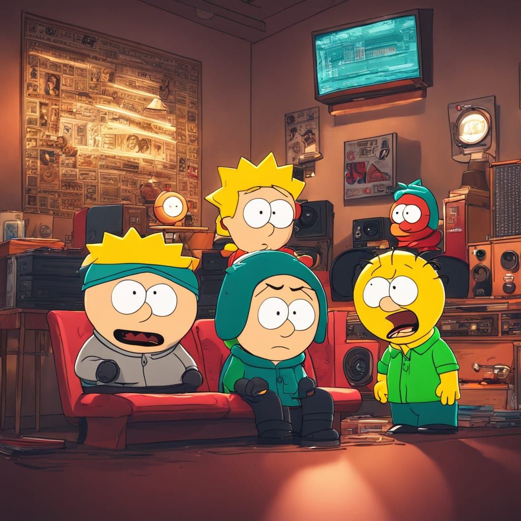 South Park and Bart Simpson Join Joe Rogan in a Warmly Lit P...